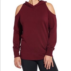 🌺 CALIA Carrie Underwood Burgundy Cold Shoulder Sweatshirt Hoodie (M)